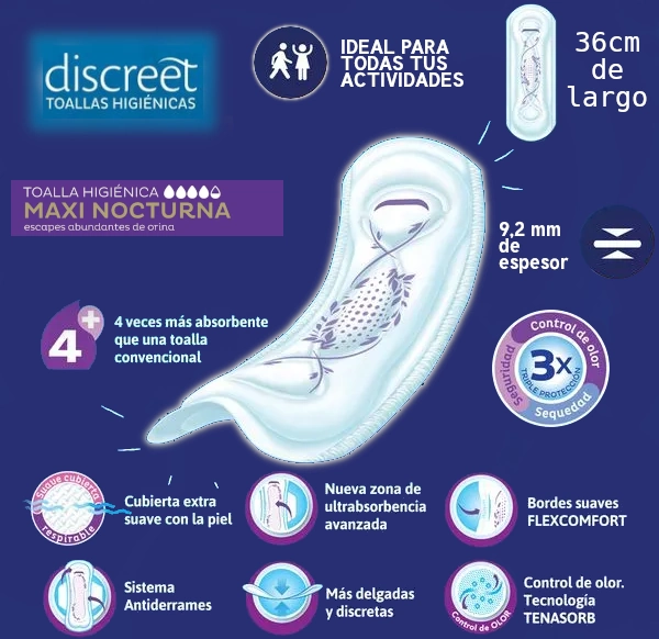 Tena Apósito Discreet Maxi Nocturna